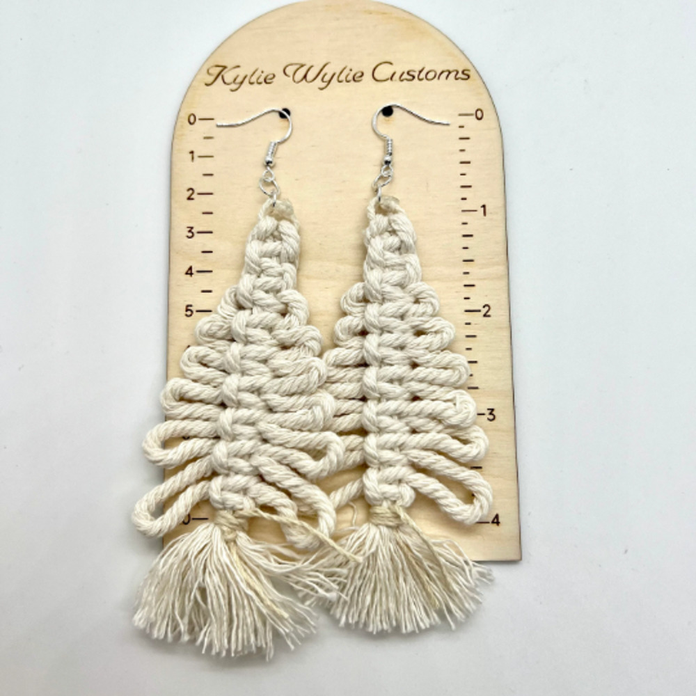 Oversize Yarn Tassel Earrings - Tree Earrings - Boho Earrings - Cottagecore - Picture 7 of 8